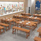 包邮 实木桌饭店快餐小吃店面馆奶茶店烧烤火锅店户外碳化桌椅商用