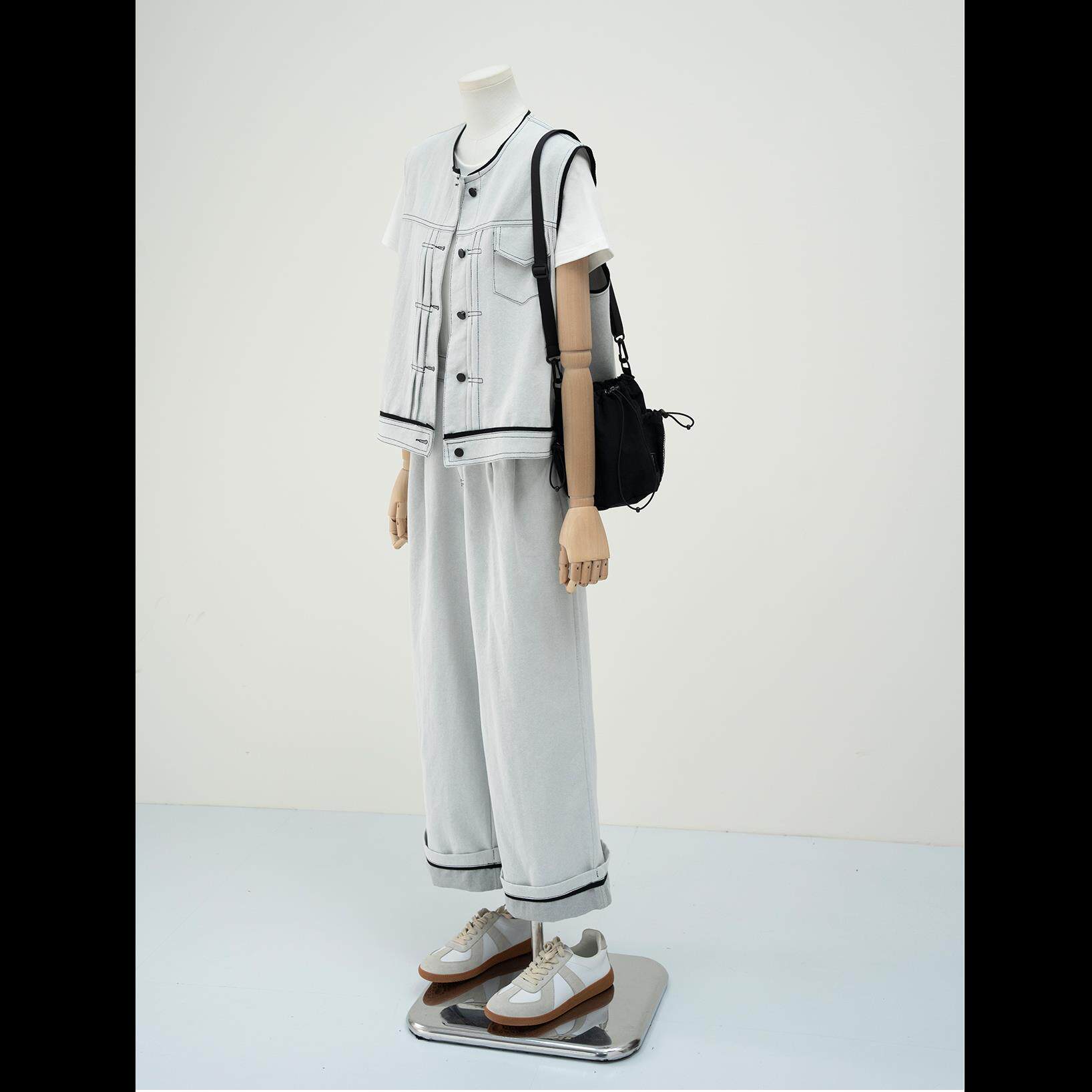 小个子巨好看牛仔马甲套装减龄爆款高级感又酷又飒的阔腿裤两件套