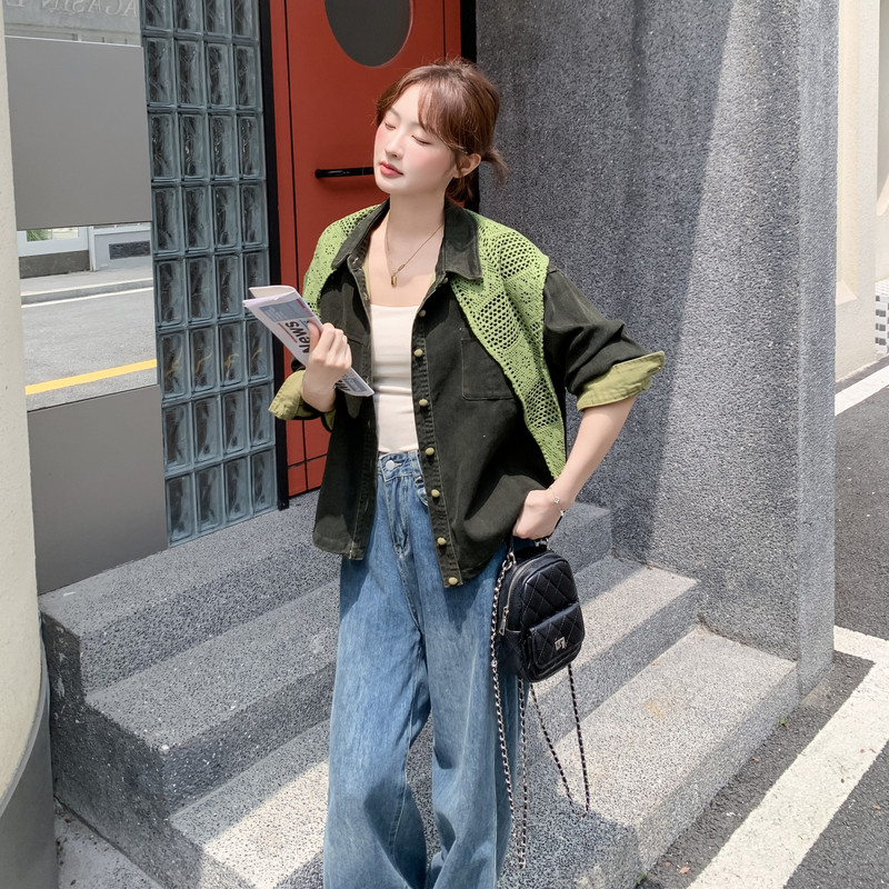 带披肩墨绿色翻领夹克外套女2026秋季新款小个子休闲盐系短款上衣