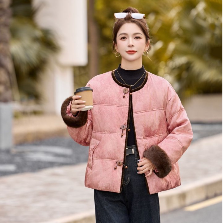 新中式国风羽绒服女冬季轻奢高级感提花气质加厚保暖90白鸭绒外套