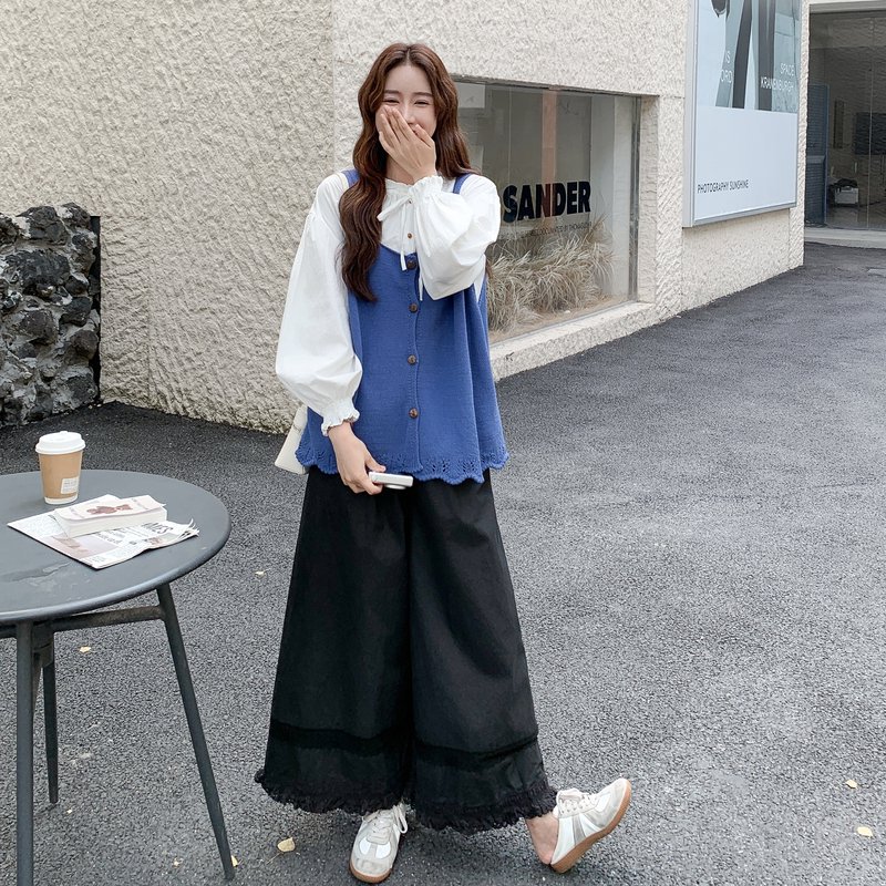 慵懒风休闲宽松减龄三件套女春秋新款韩版衬衫针织吊带背心阔腿裤