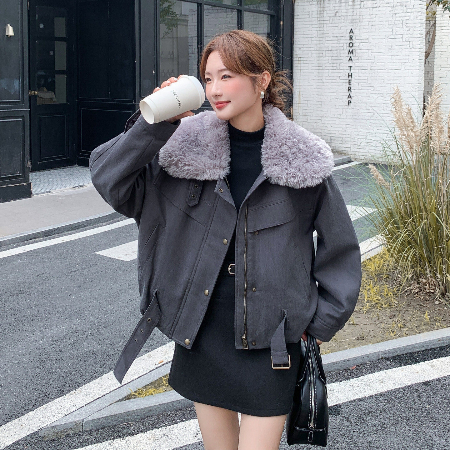 保暖派克服短款外套工装风棉服