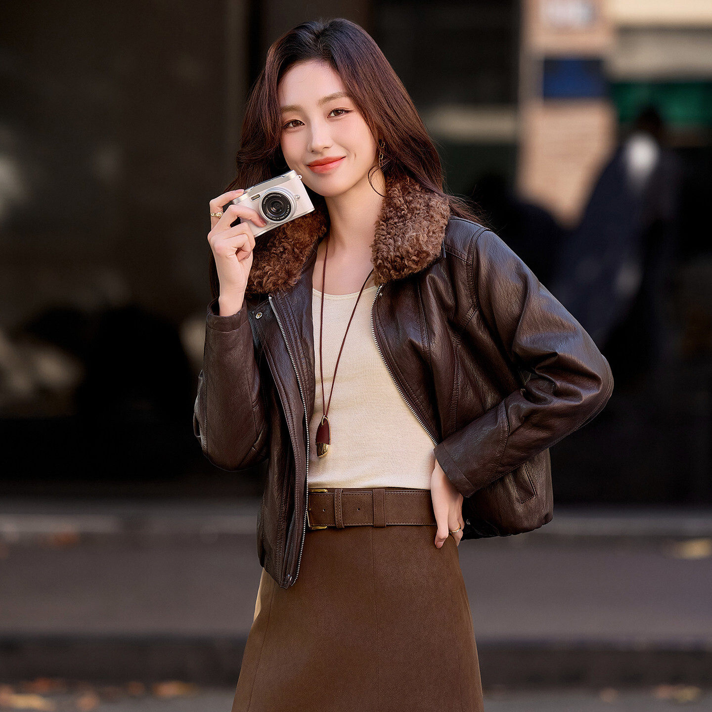 小个子加绒皮衣短外套女2026秋冬季新款韩版显瘦休闲加厚棉服夹克