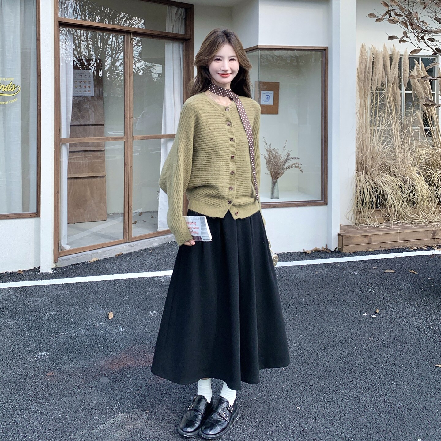森系清新减龄松弛感套装女2026新款慵懒风针织开衫半身裙两件套秋