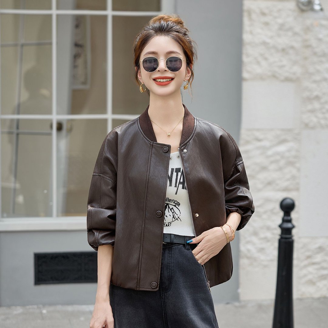 高级感韩系棒球服皮衣外套女春秋显瘦气质酷飒风洋气百搭PU衣夹克