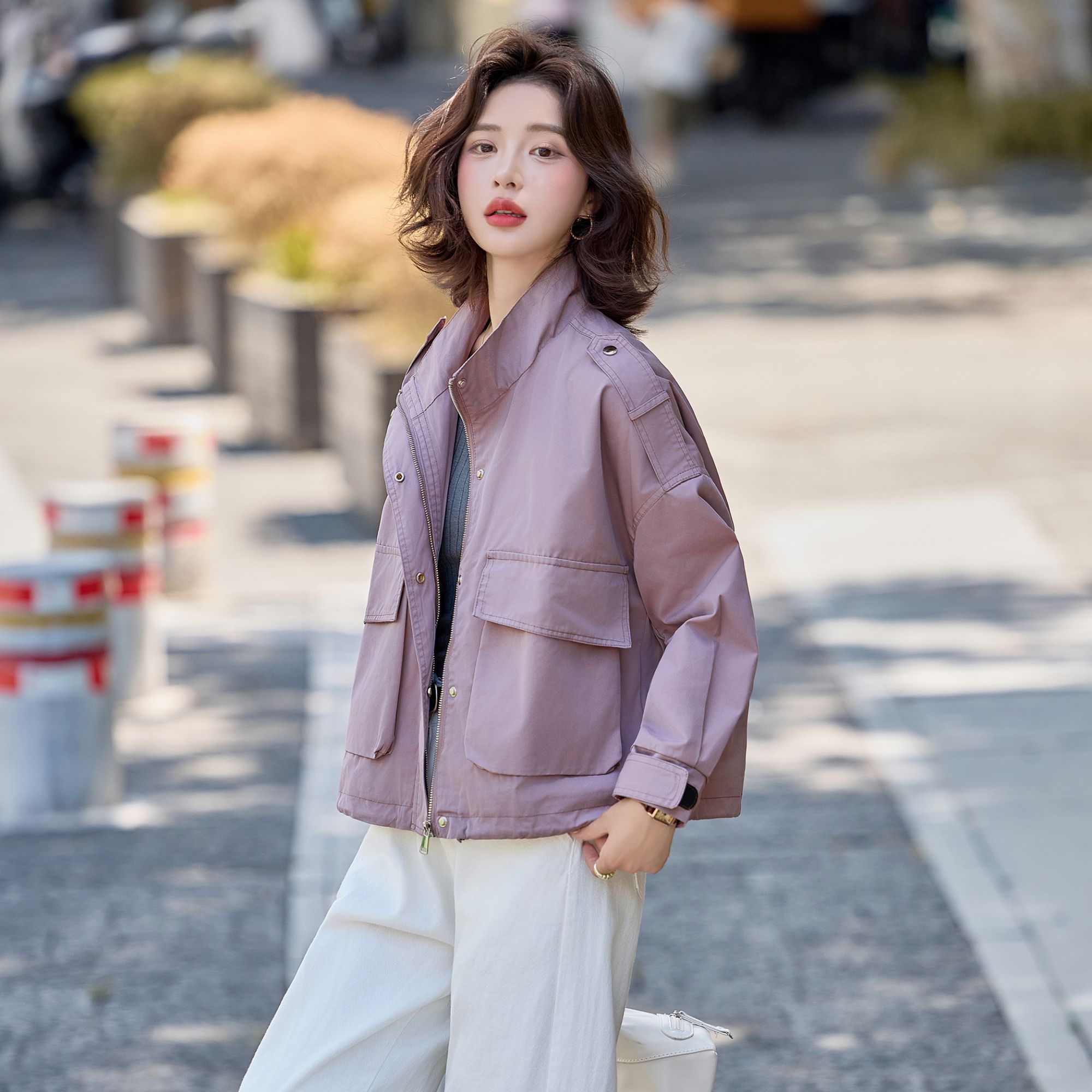 韩系休闲风衣外套女新款爆款春秋短款时尚洋气小个子夹克女士上衣