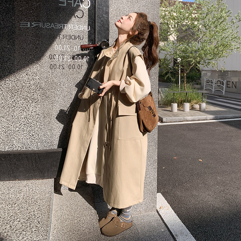 马甲卫衣连衣裙长款风衣两件套女