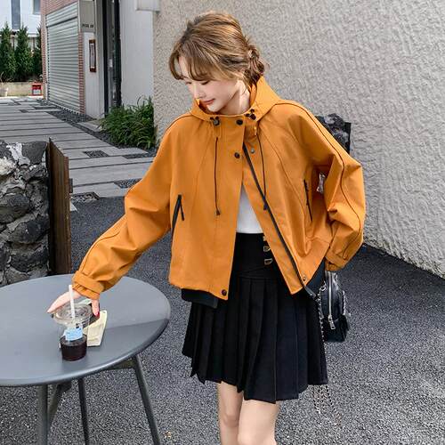 户外运动短款连帽冲锋衣外套女秋季新款韩系chic休闲减龄工装夹克