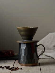 尾货微瑕老黑釉切面马克杯7.8cm400ml滤斗9.8cm高温釉下彩@4