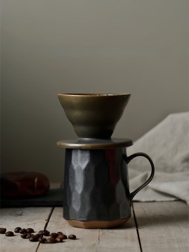 尾货微瑕老黑釉切面马克杯7.8cm400ml滤斗9.8cm高温釉下彩@4-2@