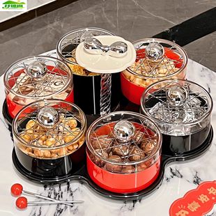 旋转过年干果收纳盒轻奢水果盘客厅茶几家用高档糖果盘点心零食盘