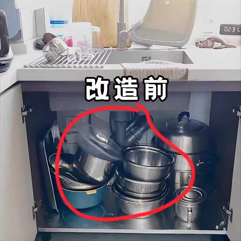 厨房置物架家用落地多层锅具收纳架子多功能下水槽橱柜橱柜收纳筐