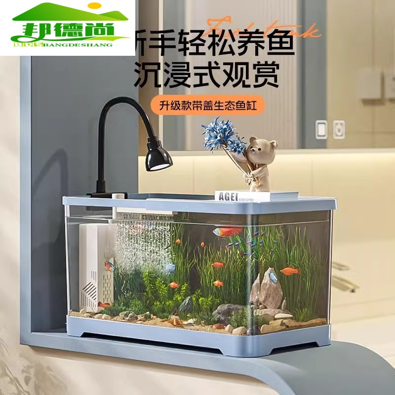 桌面鱼缸小型客厅2025新款造景生态全套过滤器净水循环三合一超白