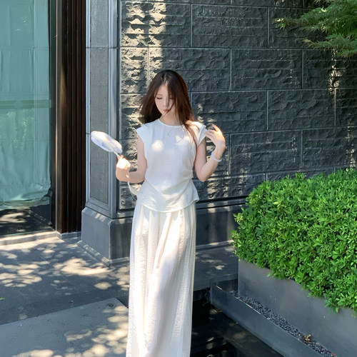 [THEPINKPO|青影]远山如黛 新中式棉麻混纺面料阔腿裤套装