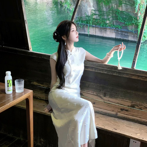 [THEPINKPO|青影]梨花雨绵 新中式羊毛针织提花无袖半身裙套装