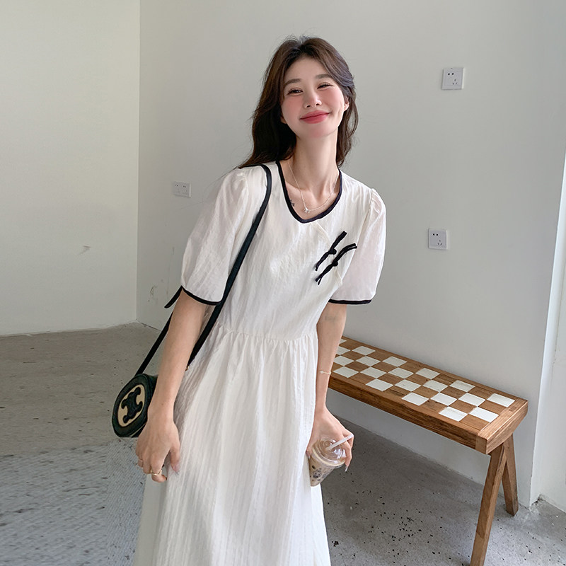 现货新中式盘扣简约白色系带连衣裙2C369-6109-P115K168,商品下架区,浙宝271