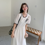 现货新中式盘扣简约白色系带连衣裙2C369-6109-P115K168，女装连衣裙，浙宝271