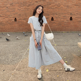 蓝色连衣裙女夏2024新款设计感两面穿法式轻熟风气质收腰显瘦长裙，女装连衣裙，浙宝271
