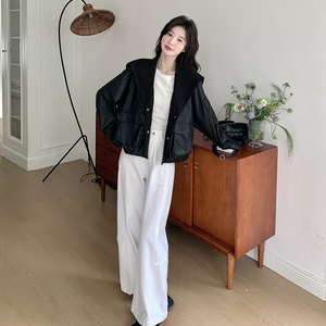 超火又a又飒黑色海军领皮衣外套女春秋2025新款复古休闲pu皮夹克图片
