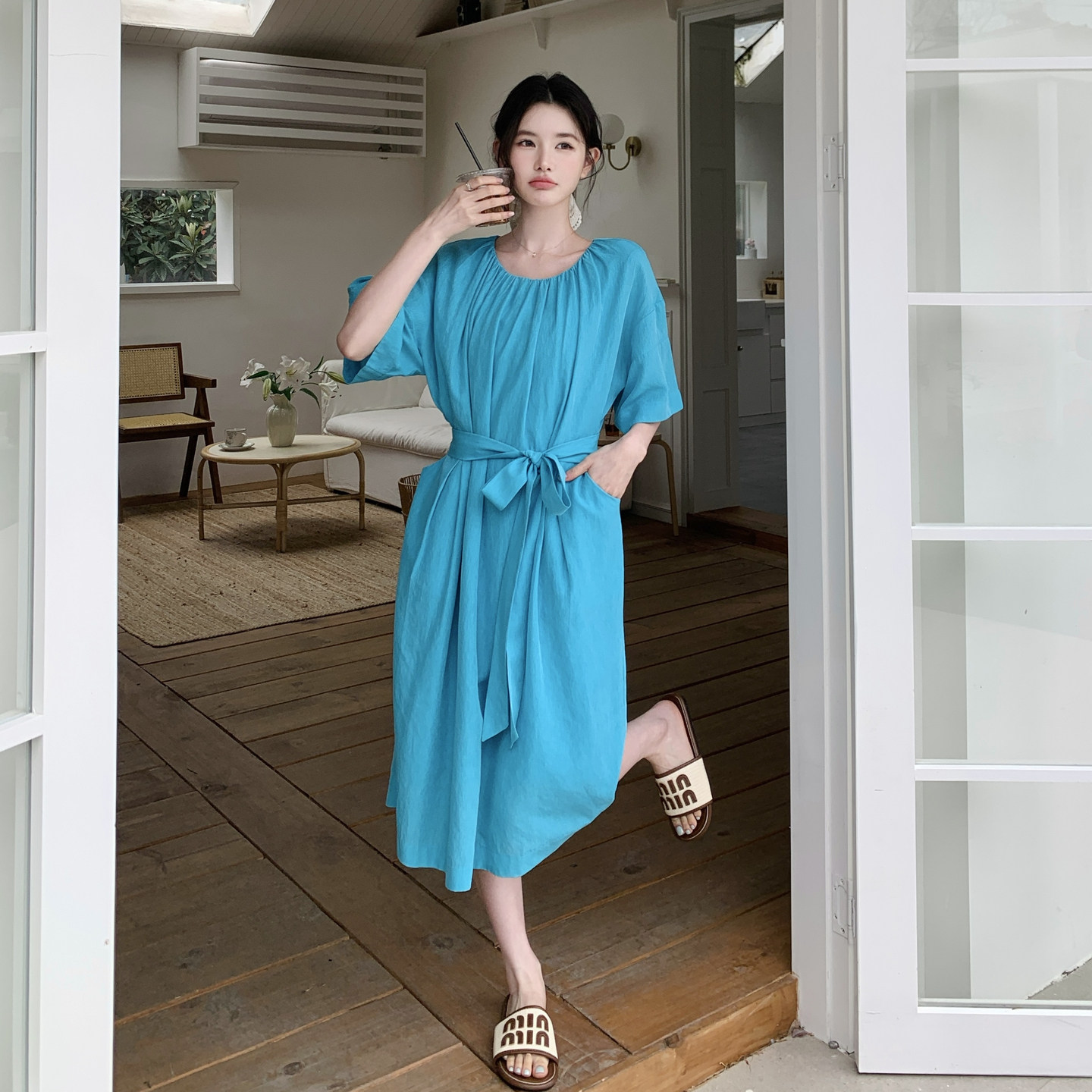 现货2C369-6303P135K198新款蓝色连衣裙，女装连衣裙，浙宝271