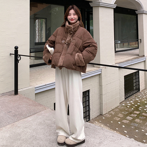【新品现货】牛角扣羊羔毛拼接90绒羽绒服 271-9209P335K498图片