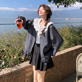 撞色娃娃领休闲短外套女2025年春季新款韩系超好看小个子夹克上衣，女装短外套，浙宝271