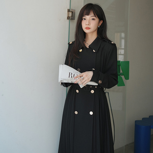 现货 22秋新品压褶连衣裙式双排扣风衣271-7212-P145  控198图片