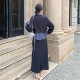 温柔假两件条纹拼接上衣半身裙套装女2025秋季慵懒减龄淡人一整套，女装套装/套裙，浙宝271