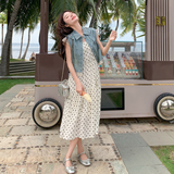 夏日穿搭一整套蕾丝拼接牛仔马甲波点吊带裙套装女夏连衣裙两件套，女装套装/套裙，浙宝271