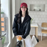 超火又a又飒黑色海军领皮衣外套女春秋2025新款复古休闲pu皮夹克，女装短外套，浙宝271