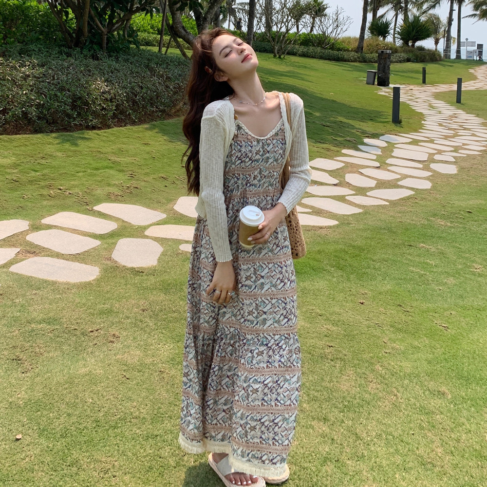 优雅镂空开衫吊带裙2025年新款夏季爆款高级感绝美百搭,女装连衣裙,浙宝271