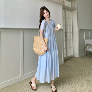 现货 2C369-6301P145K228 新款淡蓝色连衣裙 前后两面穿图片