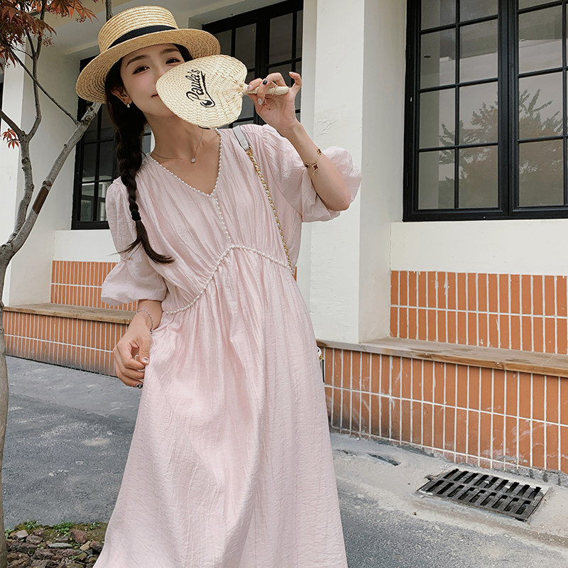 现货新款粉色珍珠领设计连衣裙2C369-6118-P115K168，女装连衣裙，浙宝271