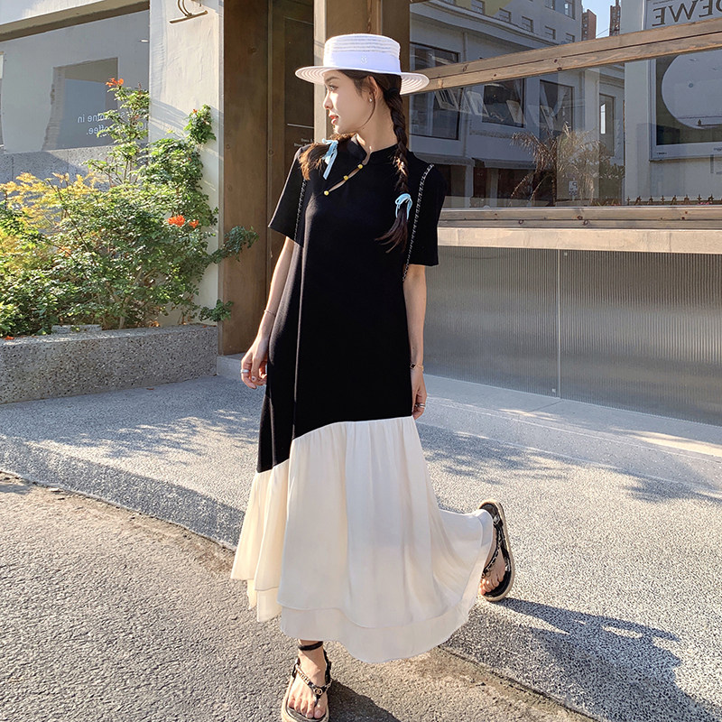 现货复古新中式立领风撞色连衣裙2C369-6103-P125K178，女装连衣裙，浙宝271