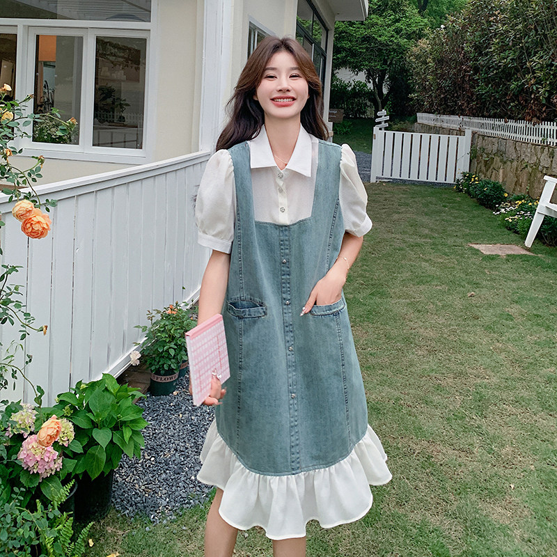 现货蛋白薄牛仔拼接连衣裙2C369-6108-P125K178，女装连衣裙，浙宝271