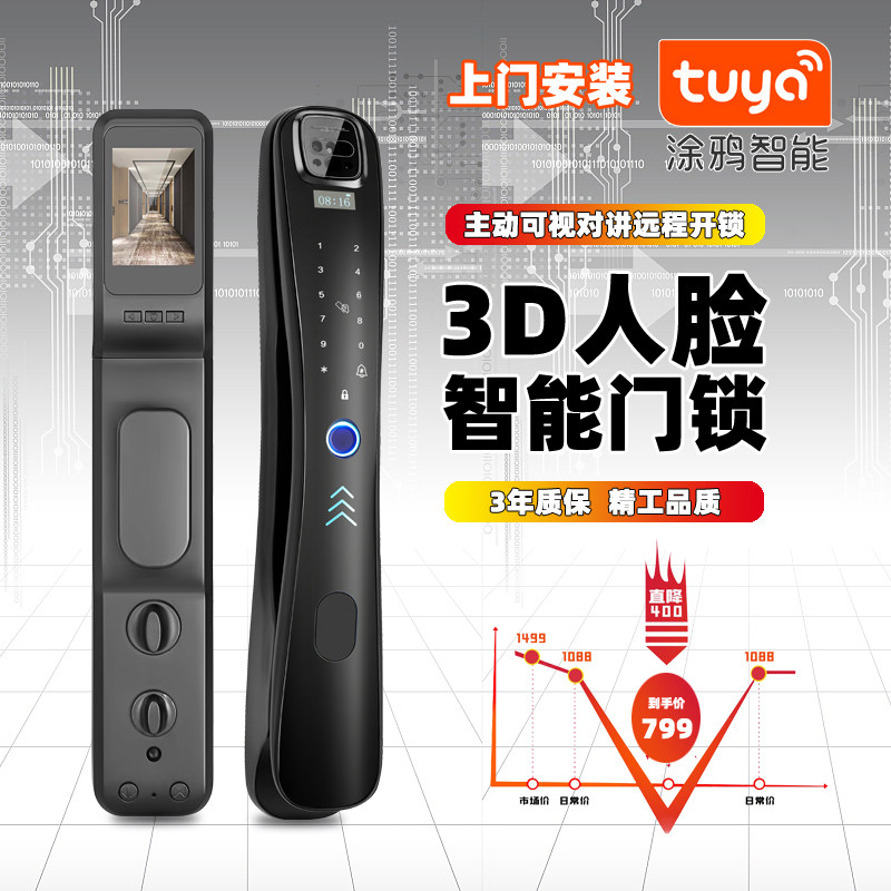 人脸识别猫眼智能锁防盗门锁