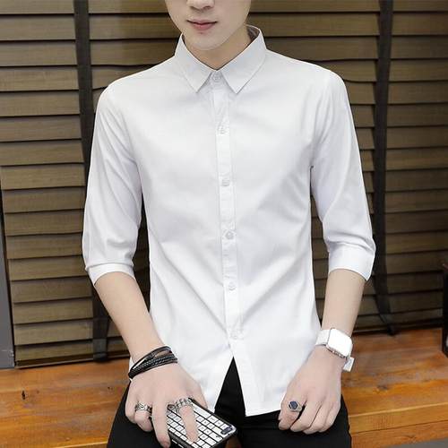 男士短袖衬衫七分工作服免烫帅气