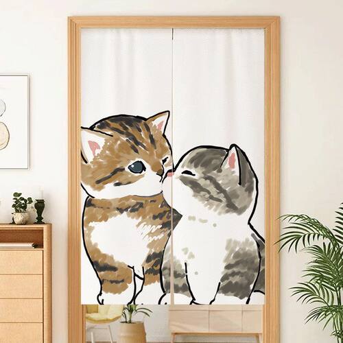 卡通可爱猫门帘隔断家用定制卧室少女心半帘厨房帘子遮挡厕所挂帘