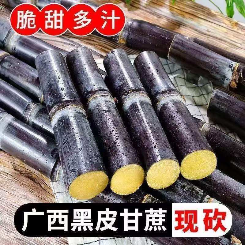 广西黑皮甘蔗新鲜现砍超级甜中段长节薄皮脆甜小甜杆广西甘蔗多汁