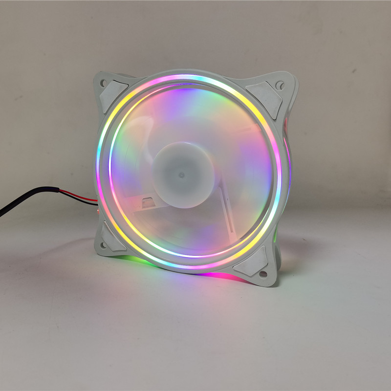 USB接口12CM白色三光环 电脑机箱散热风扇 5V笔记本散热器