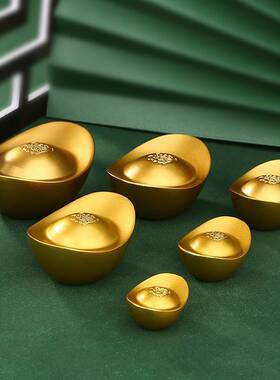 黄铜八方来财元宝家居装饰品店铺客厅玄关摆件乔迁礼品实心