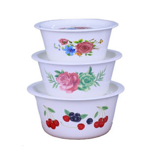 特厚双料搪瓷盖盆平盖盖碗搪瓷盆多用搅拌盆搪瓷碗深盆沙拉碗汤盆