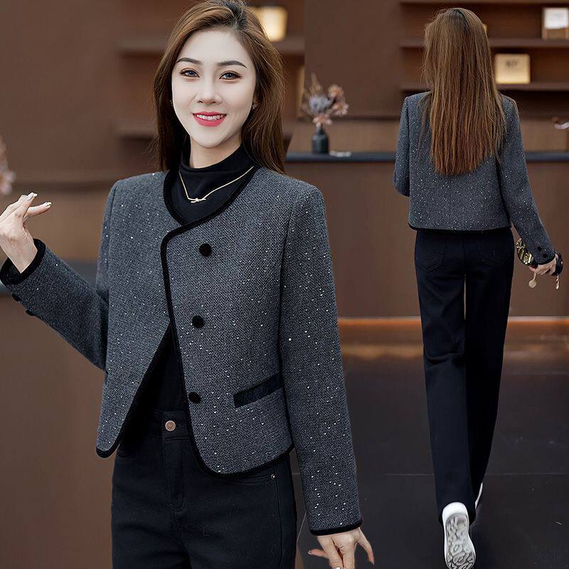 加棉加厚小香风外套女短款2025秋冬季新款时尚气质小个子百搭夹克