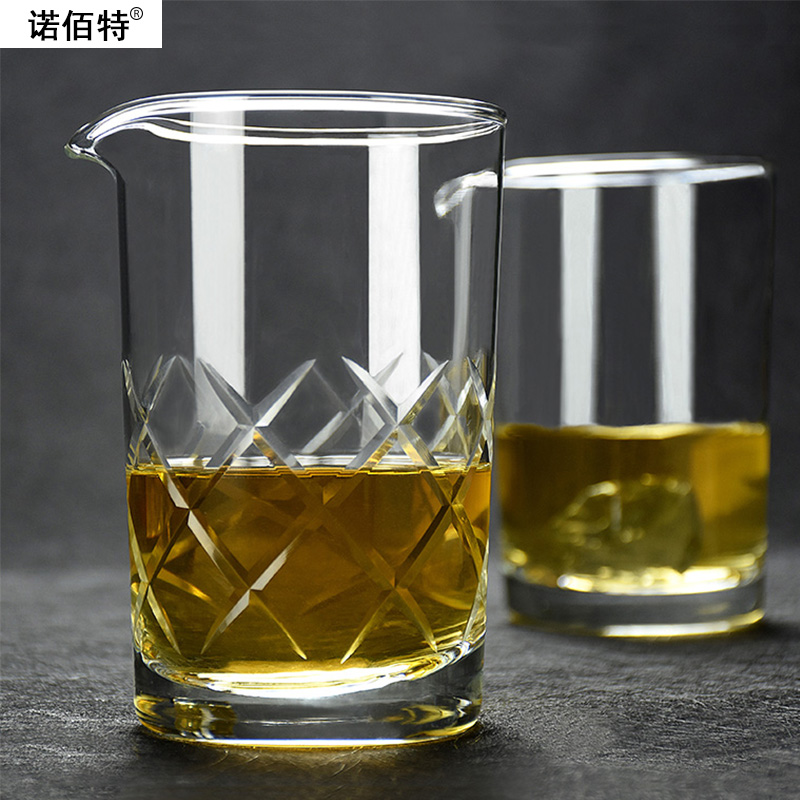 酒吧调酒师日式玻璃调酒杯手工刻花调酒器Mixingglass子酒吧搅拌