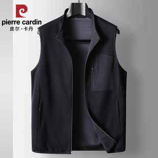 皮尔卡丹羊毛马甲男士春秋季2025新款外穿背心男爆款坎肩休闲马夹