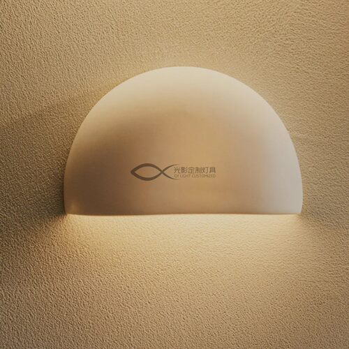 定制中古风石膏壁灯简约半圆形卧室客厅白色Crescent Wall Sconce