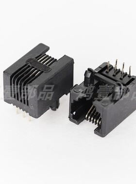 销售RJ45网络接口 全塑6P6C镀金黑色端子连接器 RJ45-59HP-6P6C