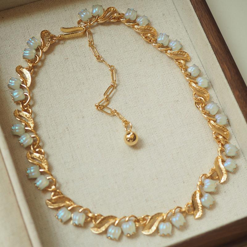 月光铃兰花朵耳环中古风项链