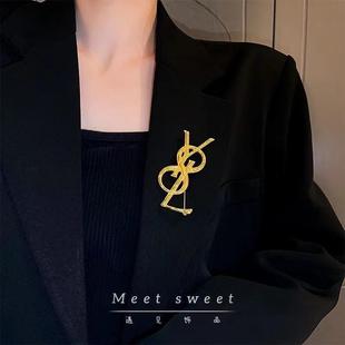 杨树林字母VSL胸针法式小众设计感轻奢高级感小香风西装 胸花服饰