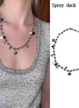 赵昭仪复古朋克海洋探险家海星贝壳珍珠项链银色吊坠锁骨链颈链